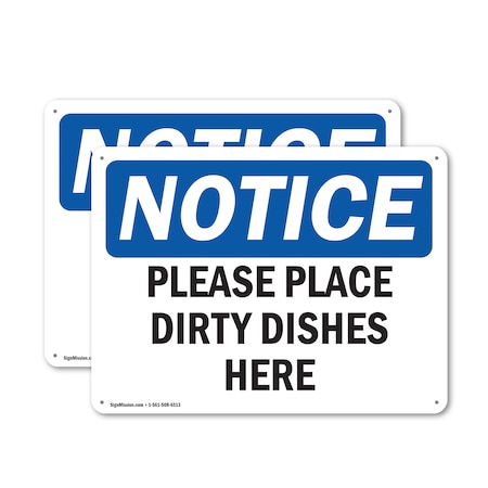 Signmission Please Place Dirty Dishes Here, 24 in W x Rectangle, Aluminum OS-2PACK-NS-A-1824-L-17552